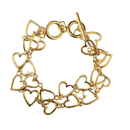 DOPPELREIHIGES ARMBAND MIT HERZKETTE  herzen goldfarben silberfarben nickelfrei