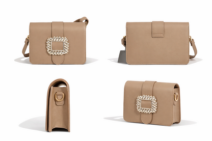 Umhängetasche mit Prunkschnalle Schultertasche Straß Party Hochzeit Fest Yehwang
