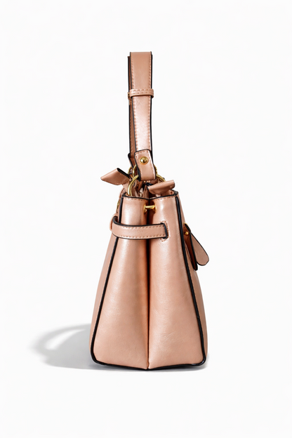 Handtasche Umhängetasche Ines Delaure beige Gold Fächer Trend Geschenk