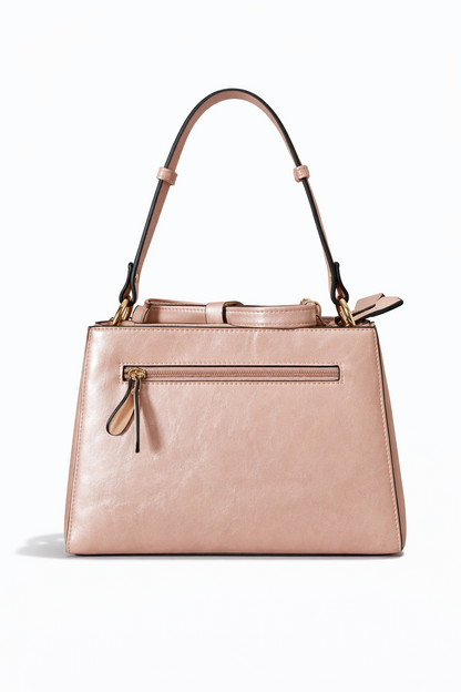 Handtasche Umhängetasche Ines Delaure beige Gold Fächer Trend Geschenk