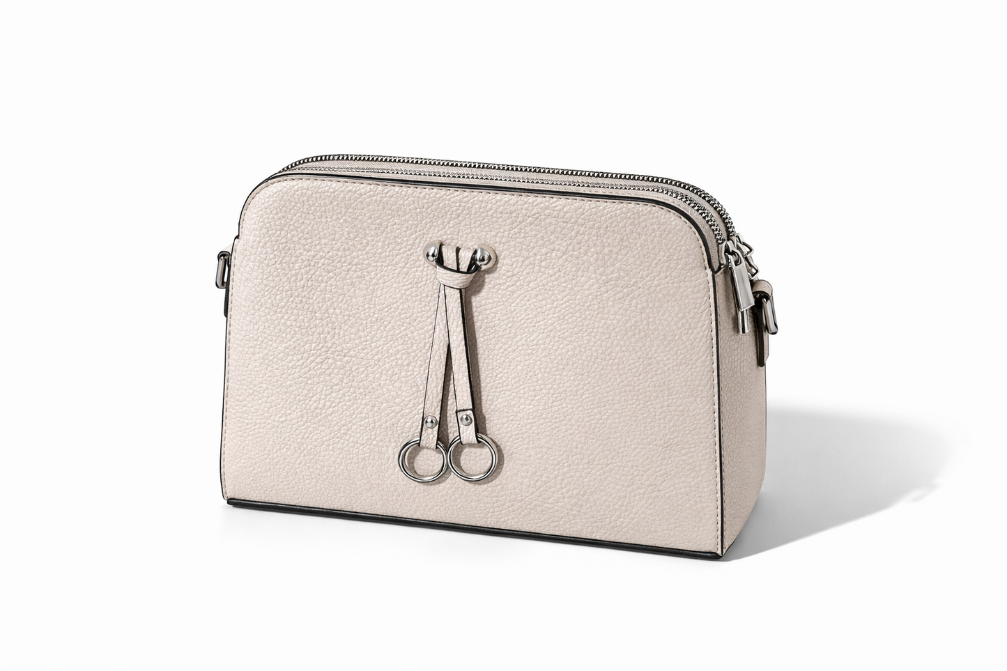 Umhängetasche Crossbody Beige-Schwarz von Jessica Bags Trend Stylisch