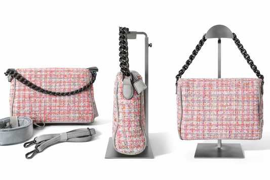 Handtasche Ines Delaure Tweed Rosa Ausgefallen Umhängetasche pink Luxus