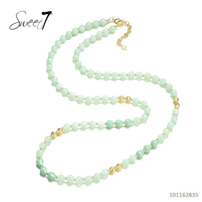 Sweet7 Halskette Langkette Mintgrün mit goldene Elemente