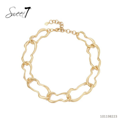 Sweet7 Halskette Goldfarben große Matt-goldene Glieder