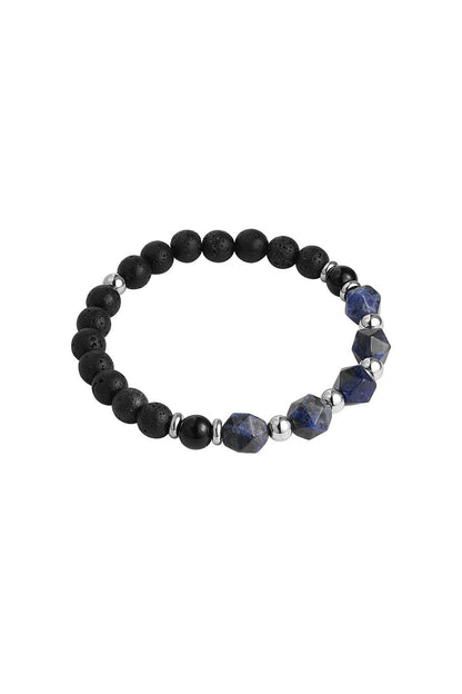 Yehwang Herrenarmband Perlen schwarz/Farbe -Blau