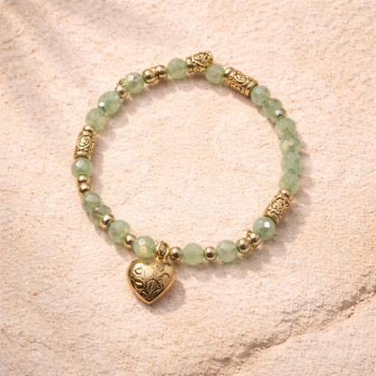 Armband elastisch Wassergrün Hellgrün Herzanhänger Trend Sommer Biba