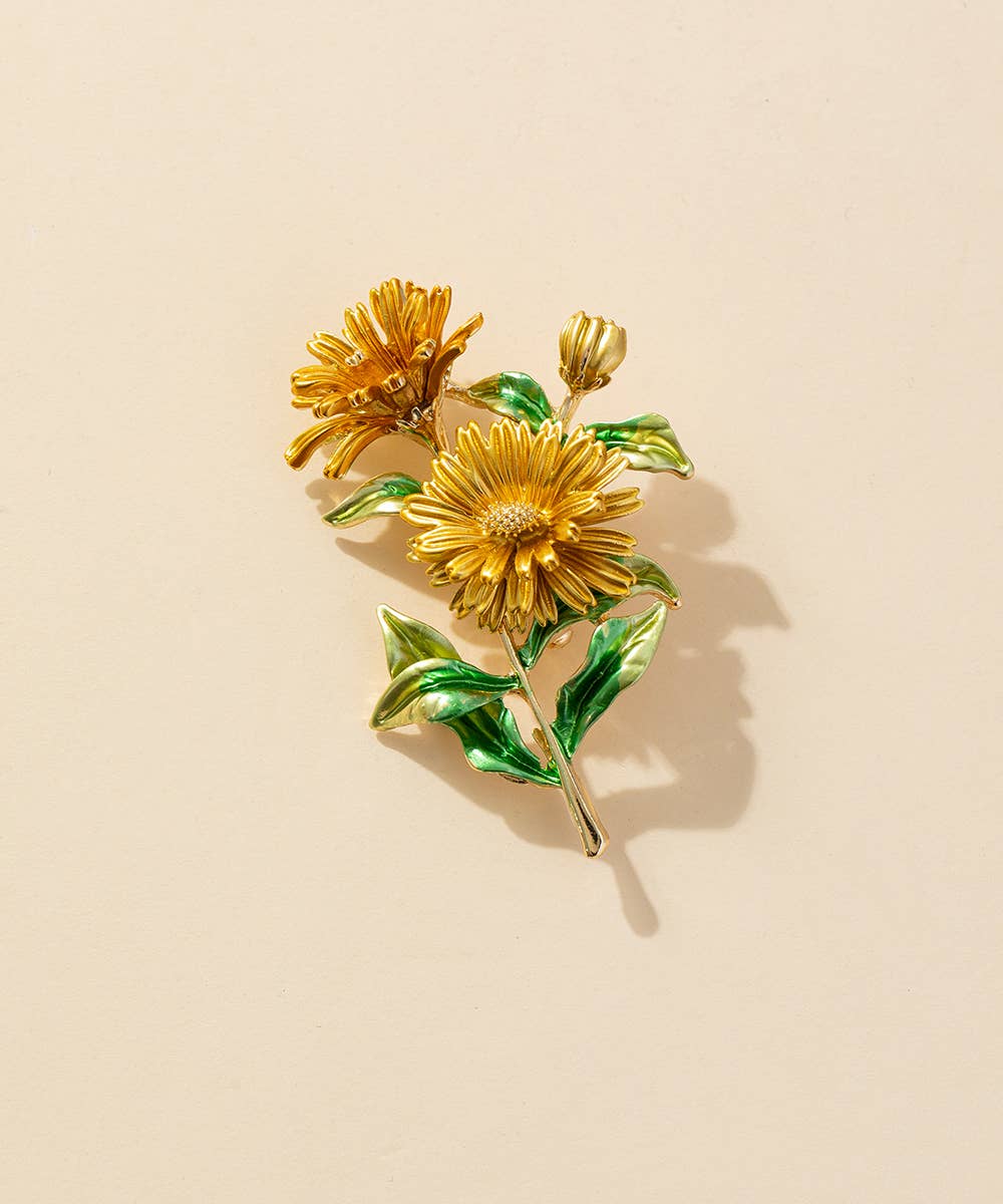 Brosche Ringelblume Blumen Anstecknadel Trend Garten Natur