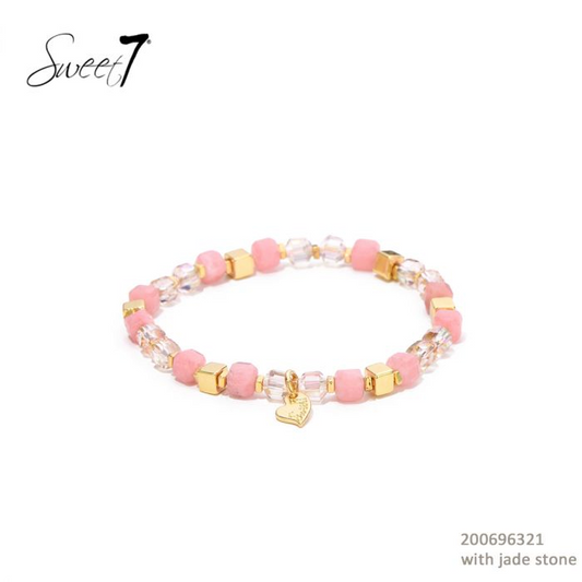 Sweet 7, Armband "Gold & Blue" elastisch, Jade Rosa