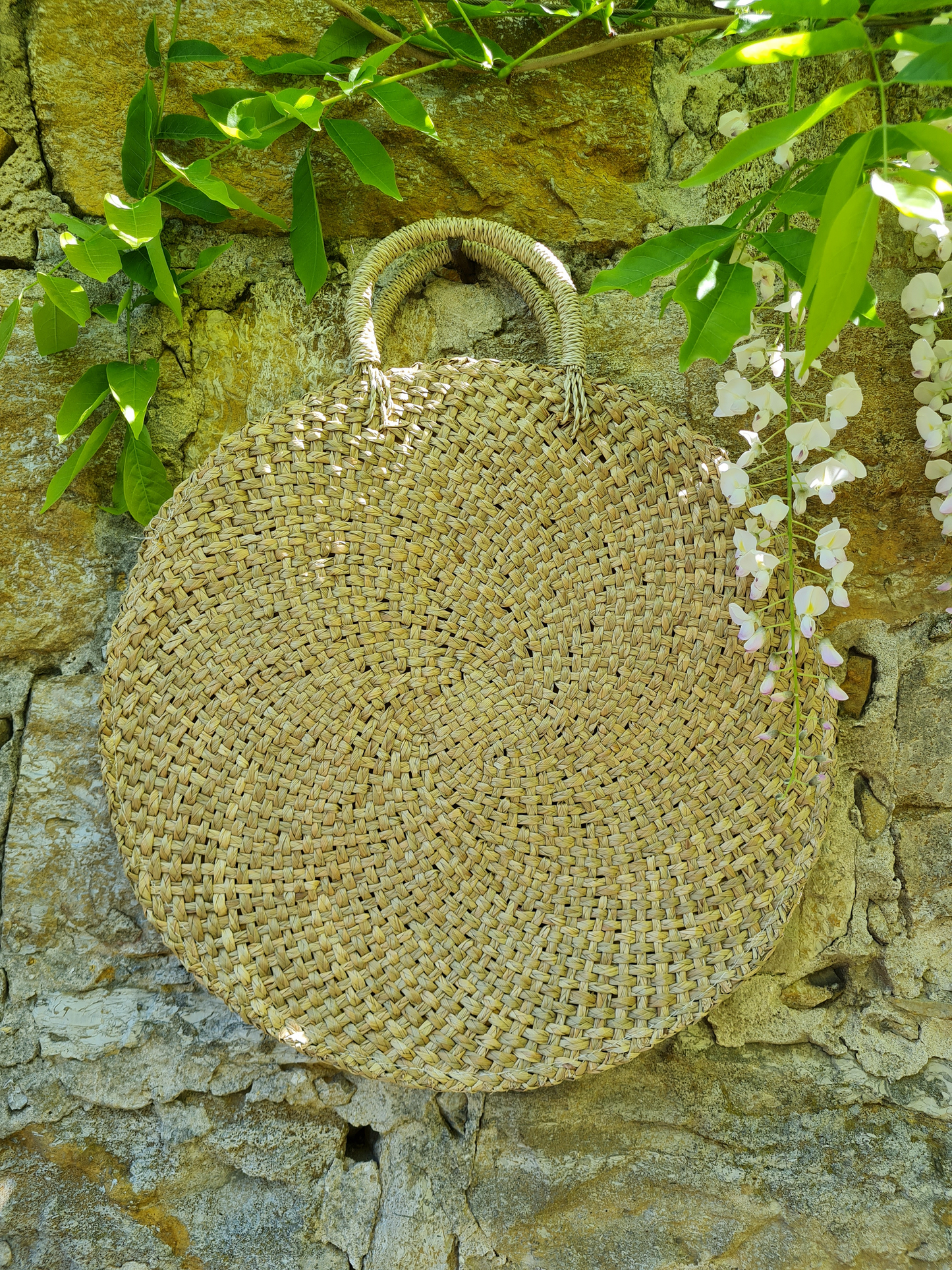 Handtasche Flossy - Rund - Mendong Gras - Ø40cm - Handgemachte Tasche