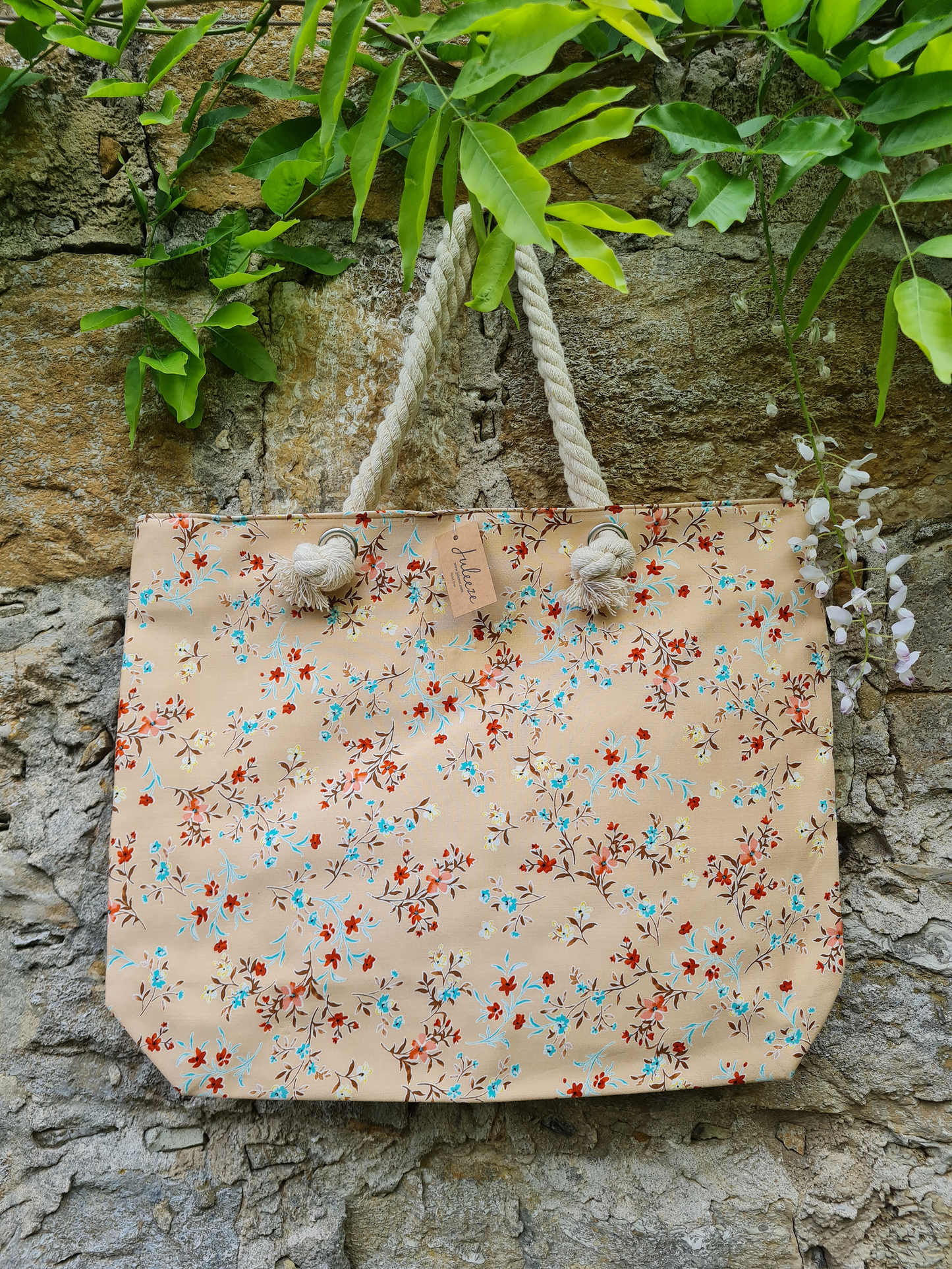 Shopper für Freizeit oder Strand Juleeze Kordeltasche blumen Urlaub strand Schwimmband