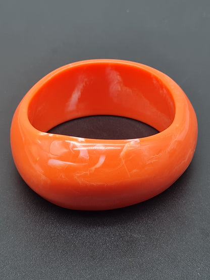 Michelle Bijou, Acryl Armband, Armreif, Orange-Weiß, Bangle