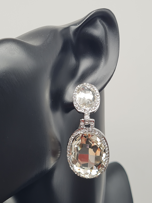 Michelle Bijou, Ohrringe,  Ohrhänger mit Strass-Anhänger Rosa und Silberfarben