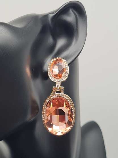 Michelle Bijou, Ohrringe,  Ohrhänger mit Strass-Anhänger Rosa und Silberfarben