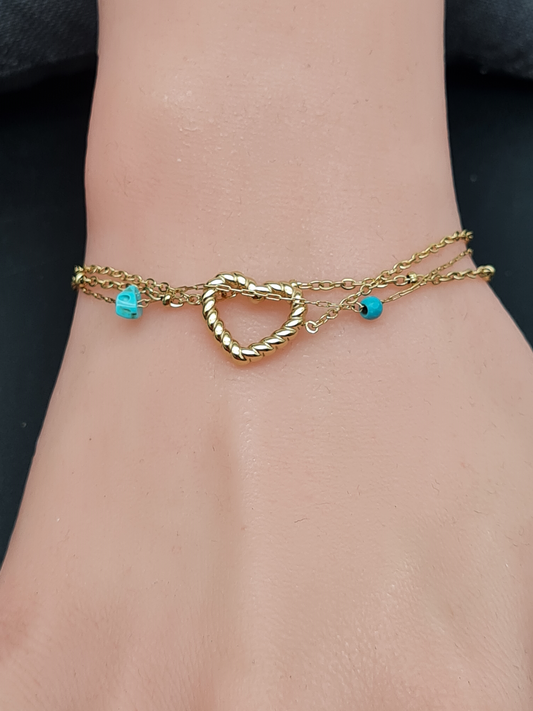Michelle Bijou, Armband, Drei Ketten Türkis . Ein Herz. Dein Stil.