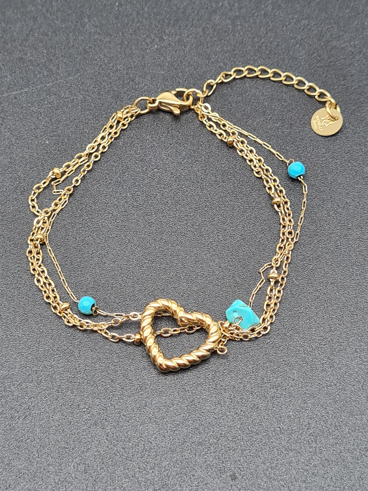 Michelle Bijou, Armband, Drei Ketten Türkis . Ein Herz. Dein Stil.