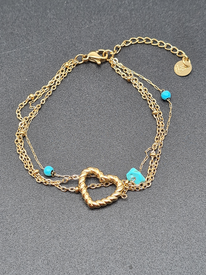 Michelle Bijou, Armband, Drei Ketten Türkis . Ein Herz. Dein Stil.