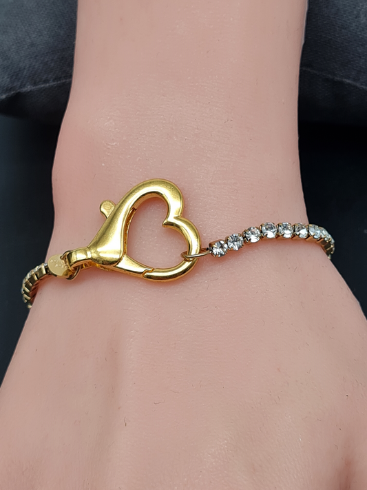 Michelle Bijou, Armband, Strass, Tennisarmband, Herz, Trend,  Goldfarben