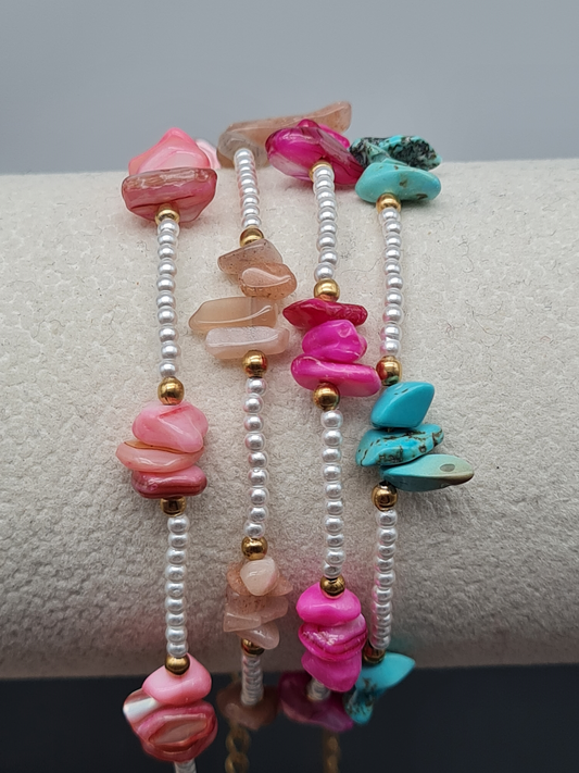Michelle Bijou Leichtes Armband mit Natursteinenchen in verschiedene Farben