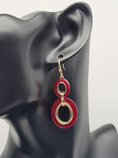 Liet & Joliet Ohrschmuck "Weinrot mit Gold" Ohrhänger