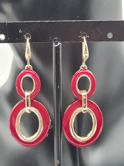 Liet & Joliet Ohrschmuck "Weinrot mit Gold" Ohrhänger