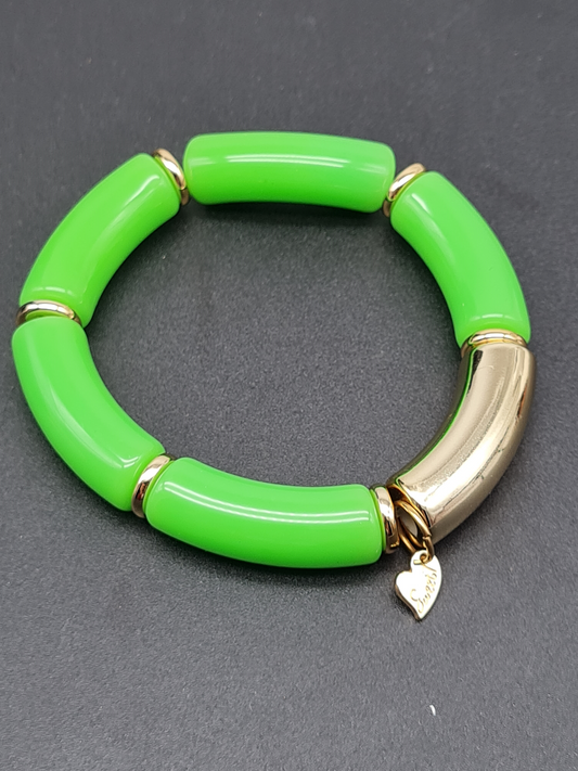 Sweet 7, Armband, elastisch, grün und goldene Elemente