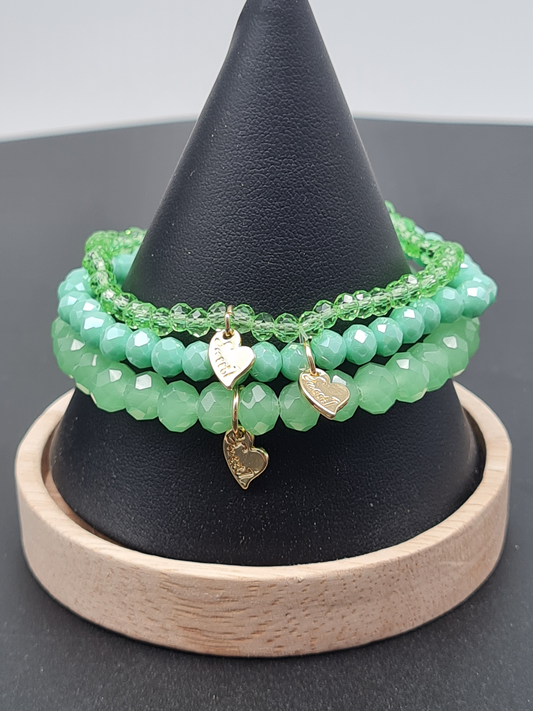 Sweet 7, Armband-Set, elastisch, Meeresgrün