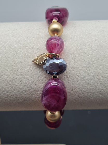Sweet 7, Armband, elastisch, Weinrot-Lila Töne, Elegant, Stilvoll