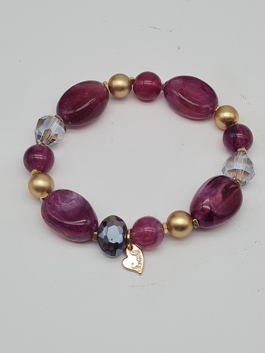 Sweet 7, Armband, elastisch, Weinrot-Lila Töne, Elegant, Stilvoll
