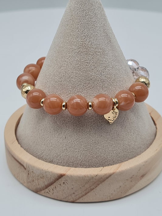 Sweet 7, Armband, elastisch, Altrosa, Gold und Transparent