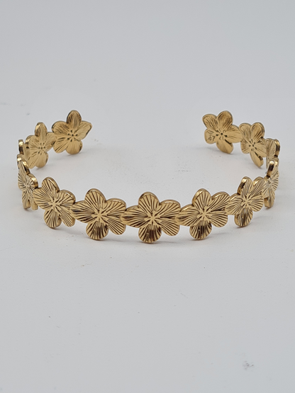 Sweet 7, Armband-Set, Armreif Goldfarben, Blumen, goldene Vergissmeinnicht