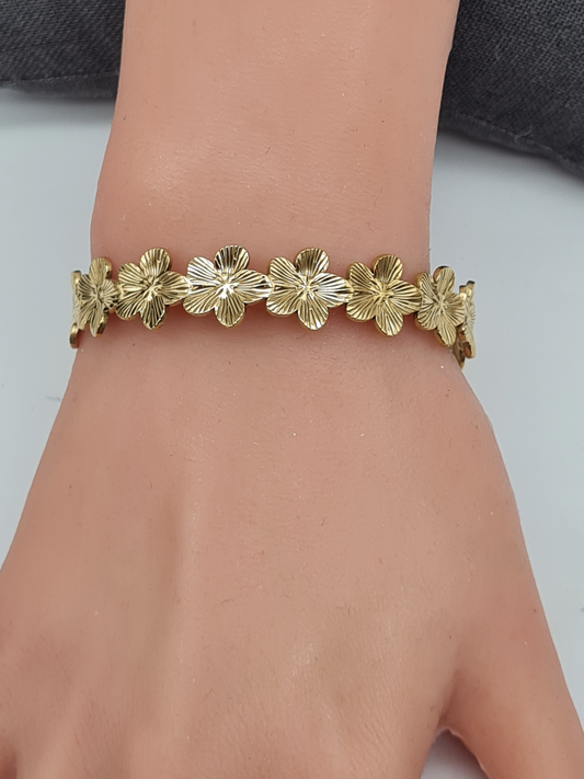 Sweet 7, Armband-Set, Armreif Goldfarben, Blumen, goldene Vergissmeinnicht