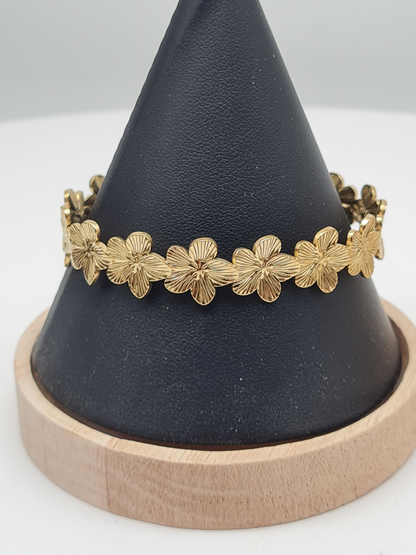 Sweet 7, Armband-Set, Armreif Goldfarben, Blumen, goldene Vergissmeinnicht