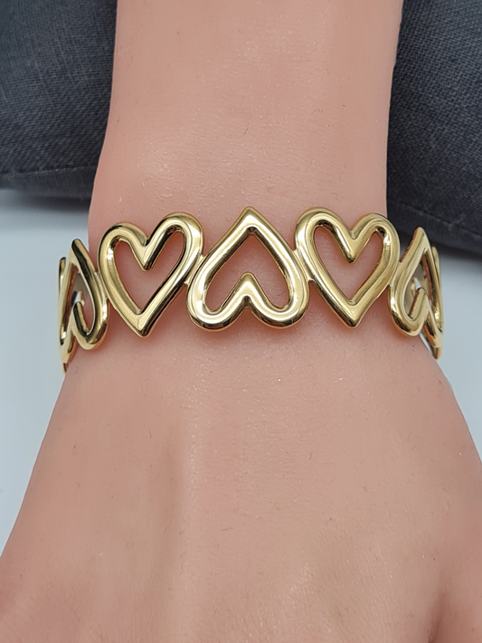 Sweet 7, Armband-Set, Armreif Goldfarben, Herzen,
