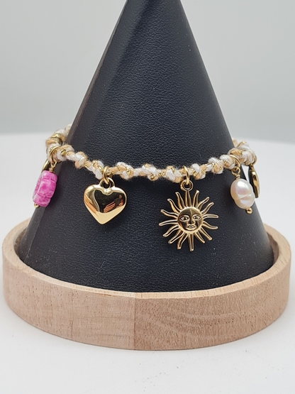 Sweet7, Armband, Doppel, Gliederarmband, Gold, Matt Schwarz 18,5 cm (Kopie)