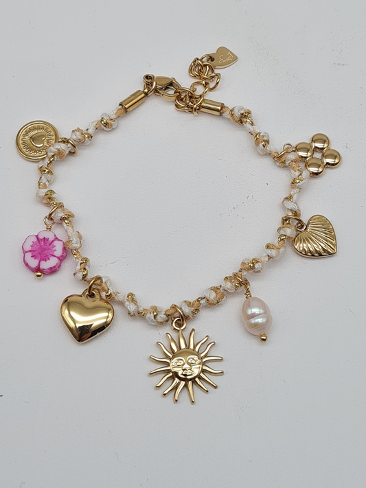 Sweet7, Armband, Doppel, Gliederarmband, Gold, Matt Schwarz 18,5 cm (Kopie)