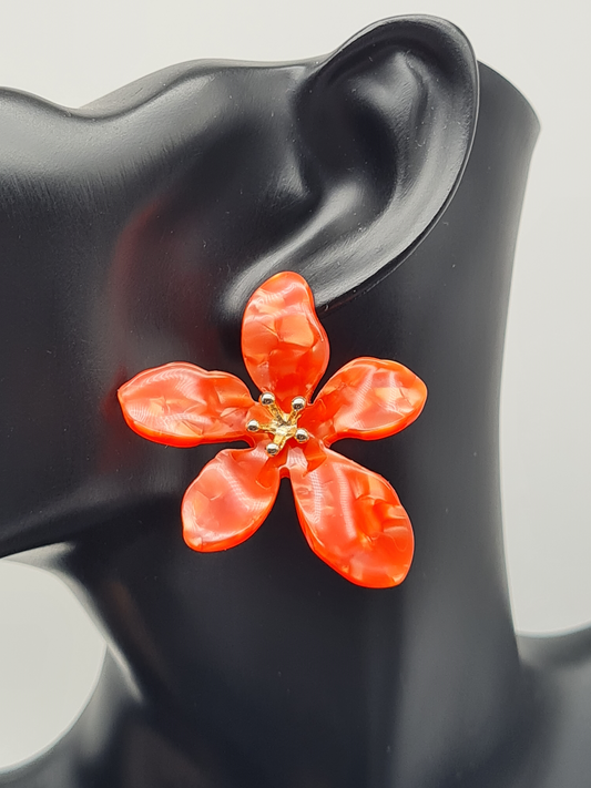 Sweet7 Ohrringe, Ohrstecker Orange-Perlmut Blume