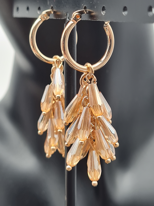 Sweet7 Ohrringe, Orhhänger mit Lachsfarbene Crystal-Cascade