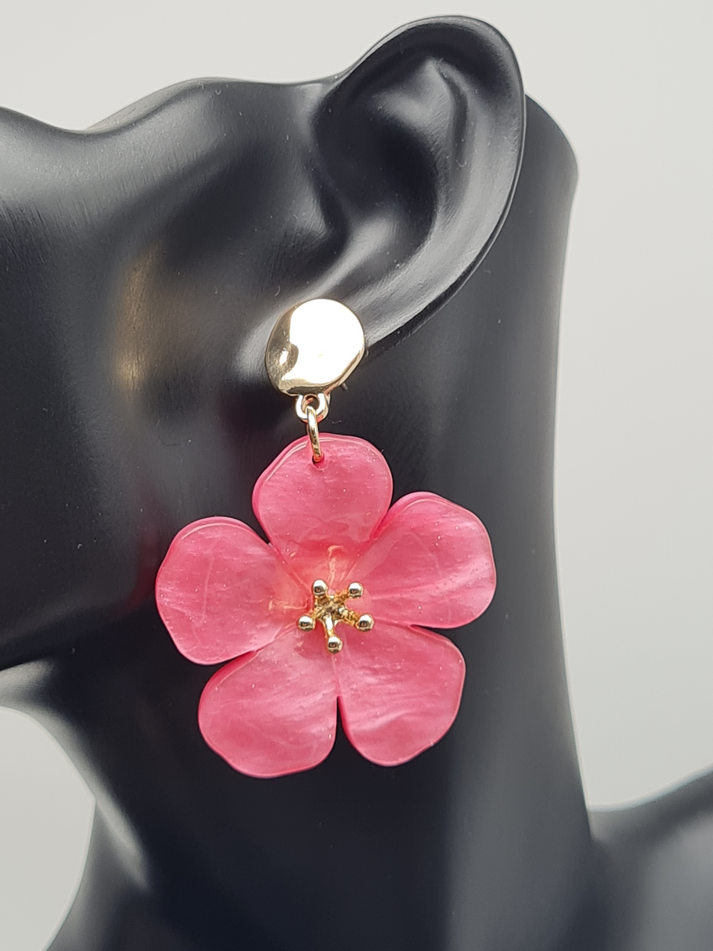 Sweet7 Ohrringe, Orhhänger Blume mit Glitzereffekt, in Vanille und Rosapink