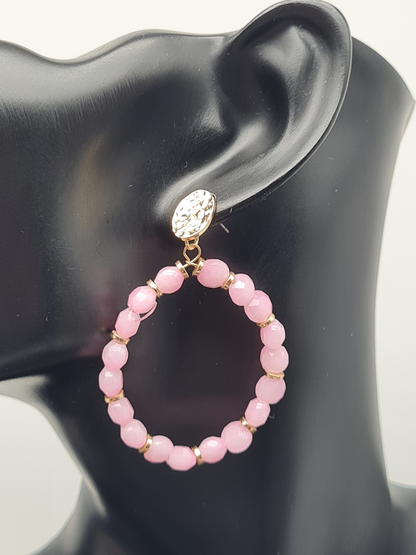 Sweet7 Ohrringe, Ohrhänger Rosa und Goldene Akzente