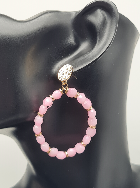 Sweet7 Ohrringe, Ohrhänger Rosa und Goldene Akzente