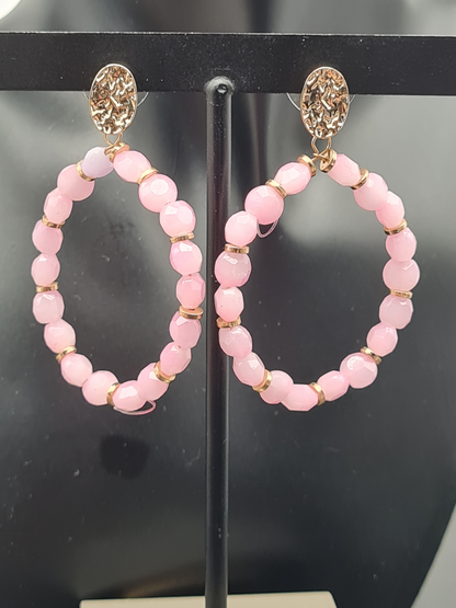 Sweet7 Ohrringe, Ohrhänger Rosa und Goldene Akzente