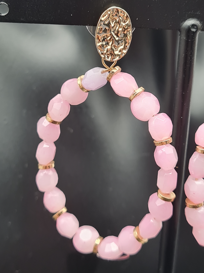 Sweet7 Ohrringe, Ohrhänger Rosa und Goldene Akzente