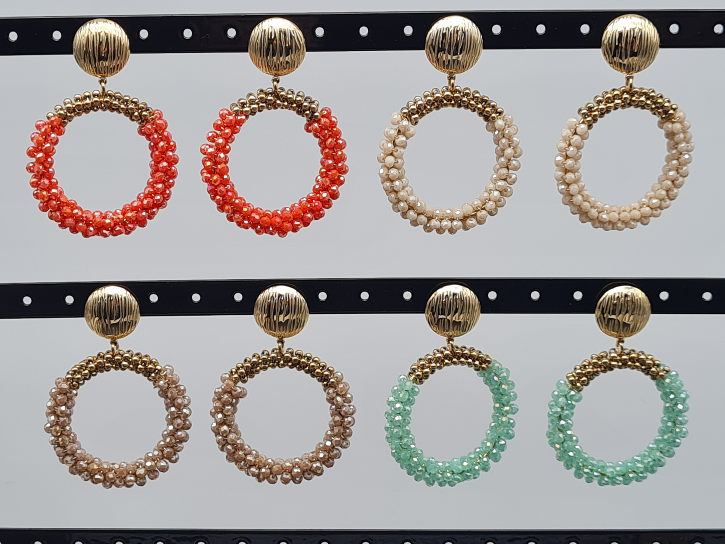 Sweet7 Ohrringe, Ohrhänger Perlenkreise in  Orange, Beige, Lila und Türkis