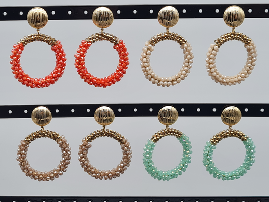 Sweet7 Ohrringe, Ohrhänger Perlenkreise in  Orange, Beige, Lila und Türkis