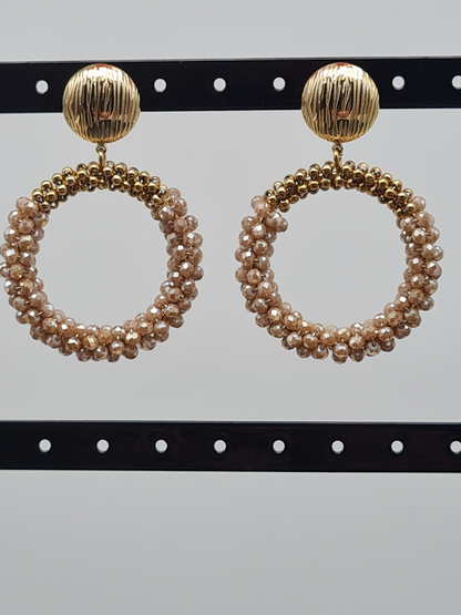 Sweet7 Ohrringe, Ohrhänger Perlenkreise in  Orange, Beige, Lila und Türkis