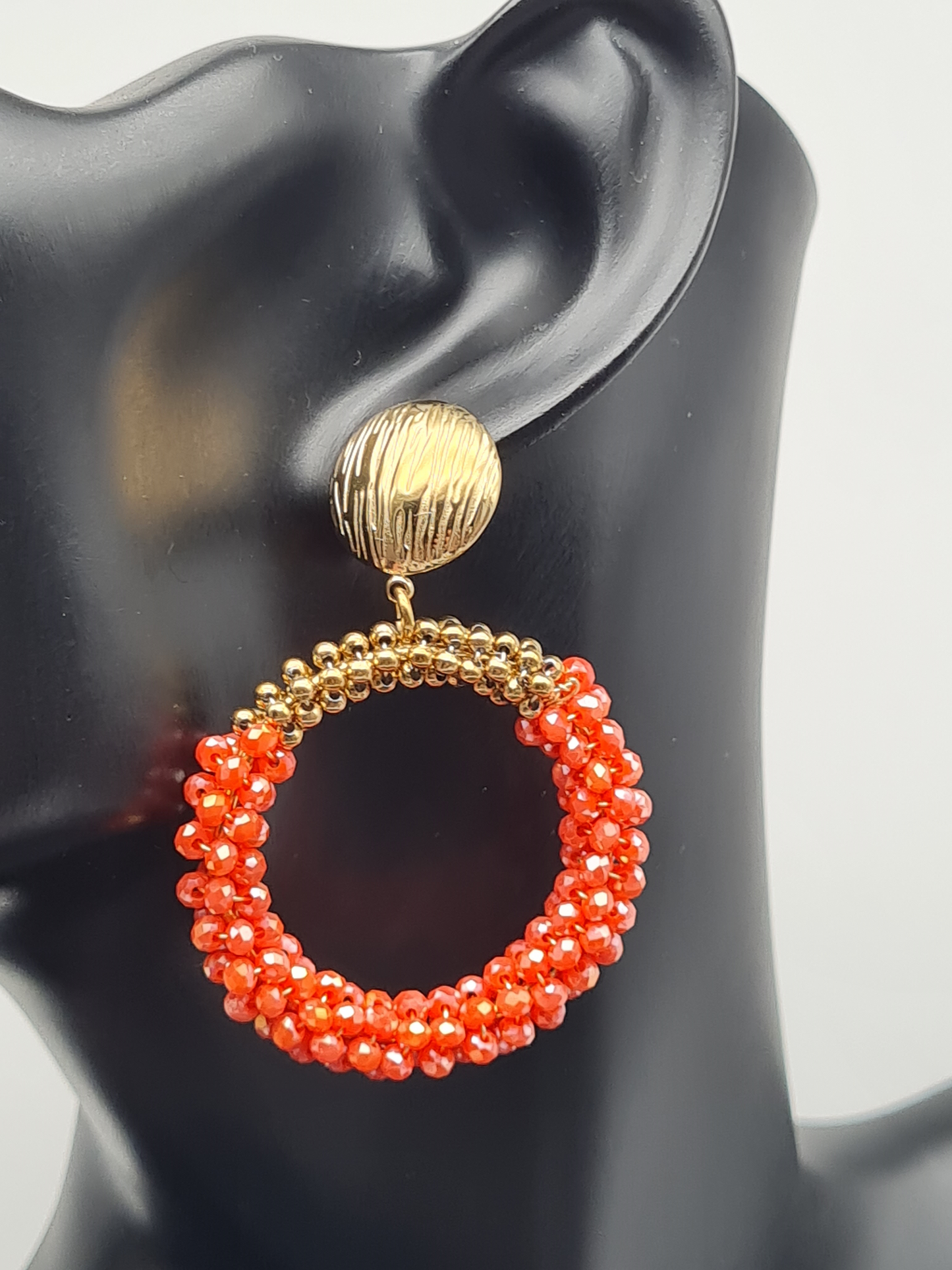 Sweet7 Ohrringe, Ohrhänger Perlenkreise in  Orange, Beige, Lila und Türkis