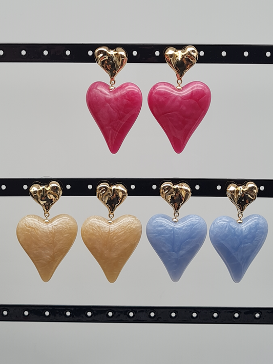 Sweet7 Ohrringe, Ohrhänger "Color my Heart" in Blau, Pink und Beige
