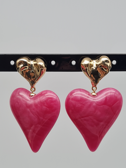 Sweet7 Ohrringe, Ohrhänger "Color my Heart" in Blau, Pink und Beige
