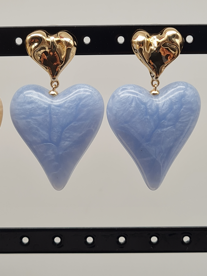 Sweet7 Ohrringe, Ohrhänger "Color my Heart" in Blau, Pink und Beige