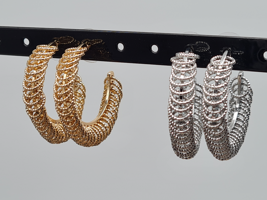 Sweet7 Ohrringe, Creolen mit beweglichen kleine Kreise in Gold- oder Silberfarben